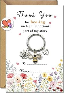 TwoDays Teacher Appreciation Bee Keychain Gifts - Cute Mothers Day & GraduationGifts for Mom & Women, Christmas Keychain with Thank You Card and Envelope, Thanks Gift from Daycare Student
