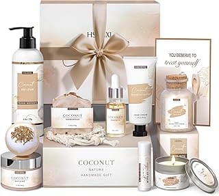 Gifts for Women Bath and Body Gift Basket Set for Women, 12 Piece Set of Coconut Home Spa Set for Self Care, Mothers Day Relaxing Bath Sets Birthday Christmas Gifts for Mom Sister Her Wife