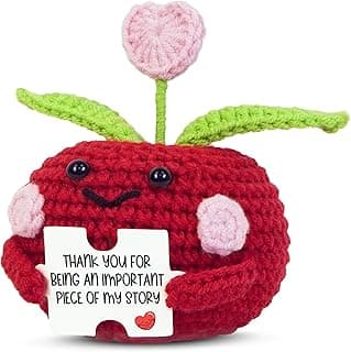OASSIE Teacher Appreciation Gifts for Women Men - Mini Positive Apple Crochet with Card - Teachers Day Graduation Birthday Retirement Appreciation Thank You School Gifts for Teachers Students Women