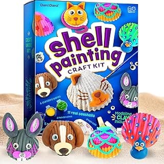 Dan&Darci Kids Sea Shell Painting Kit - Arts & Crafts for Kids - Gifts for Boys and Girls Ages 6-8, 8-12 - Craft Activities Kits - Creative Art Activity Gift Toys for Age 6 7 8 9 10 11 12 Year Old