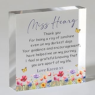 EDSG Personalized Teacher Appreciation Gifts, Thank You For Helping Me Grow Gift For Women Men, Acrylic Plaque Custom Teacher Gifts for Graduation (Square-4)