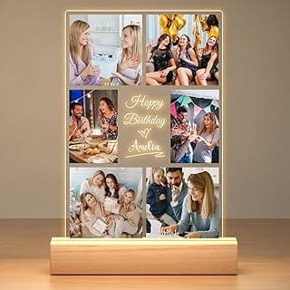 Jkolalin Custom Picture Frames with Photo, Personalized Picture Frame with Night Light, Custom Photo Frame, Customized Best Friend Photo Gifts, Personalized Birthday Gifts for Women Friends Her Him