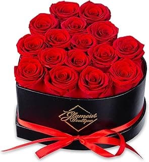 GLAMOUR BOUTIQUE 16 Flower Forever Heart Shape Box, Mothers Day Gift For Mom, Eternal Preserved Roses Gift for Her, Flowers bouquet, For Birthday, Anniversary, Girlfriend - Red