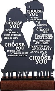 Husband Birthday Gift - I Choose You Couple Silhouette Plaque - Romantic Gifts for Boyfriend Girlfriend - Wedding Anniversary Valentines Day Decor for Home