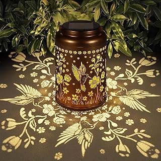 Tepaken Solar Lanterns Outdoor Waterproof Hummingbird Garden Decor Gifts for Women Mom Grandma Hanging Solar Lights Metal Solar Decoration Outside for Yard, Patio, Backyard, Porch