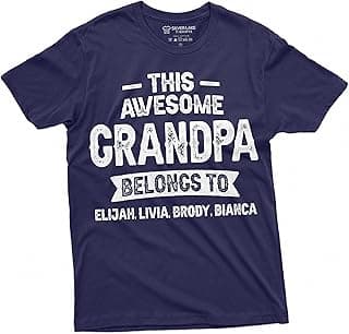 This Grandpa Belongs to Grandkids Custom Name Personalized T-Shirt Grandfather Gift Tee