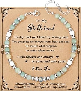JoycuFF 𝗚𝗶𝗳𝘁𝘀 𝗳𝗼𝗿 𝗪𝗼𝗺𝗲𝗻 𝗠𝗼𝗼𝗻𝘀𝘁𝗼𝗻𝗲 𝗕𝗿𝗮𝗰𝗲𝗹𝗲𝘁 Amazonite Colorful Imperial Jasper Stainless Steel Beads Bracelets, Graduation Christmas Valentines Mothers Day Birthday Gifts
