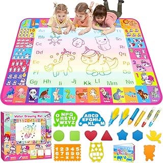 Aqua Water Doodle Mat - Kids Drawing Mat Toddlers Educational Toys for Age 3 4 5 6 7 8 Year Old Boys Girls Gifts - Neon Color Mat Doodle Board Writing Drawing Toys Holiday Christmas Birthday Gifts