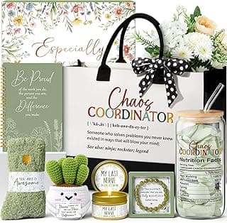 Thank You Gifts for Women, Administrative Professional Day Gifts, Chaos Coordinator Gift for Coworkers Women Boss Lady Manager Teacher Nurse Employee Appreciation Birthday Gift w/ Canvas Tote Bag