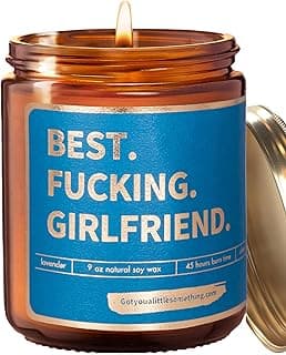 Lavender Vanilla Scented Candle Gift for Girlfriend for Birthday, Mothers Day, Couples Anniversary - Funny Birthday Gifts for Girlfriend | Romantic Present Idea from Boyfriend for Couples Anniversary