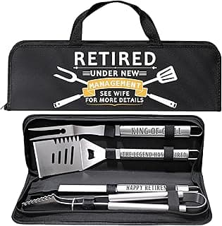LEWARAN Retirement Gifts for Men, Retired Gifts for Men, Dad, Grandpa, Coworker, Teacher, Boss, Grilling Accessories, Heavy Duty Stainless Steel Grill Set BBQ Grill Tools for Outdoor Grill with Aluminum Case