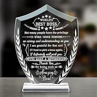 Ornalrist Boss Gifts for Men Women, Glass Boss Appreciation Plaque Gift Idea for Leader's Day - Boss's Day Gifts Idea, Mentor, Leader Desk Office Home Decor