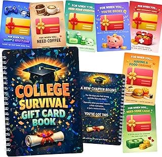 College Survival Gift Card Book, 5x7 Inch Graduation Gift Card Book 2026, 20 Pages Gift Card Organizer for Students, College Survival Kit, Graduation Money Gift Ideas, High School Graduation Gifts Boys Girls Women