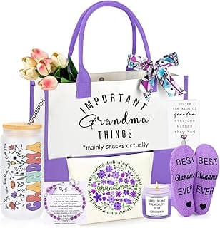 Grandma Gifts, Christmas Birthday Gifts for Grandma, Mothers Day Ideas Present for Grandmother Basket Set of 7