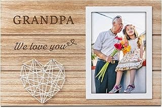 Personalized Grandfathers Picture Frame Fathers Day Frame Gifts for Grandpa from Grandkids Love Plaque Keepsake Gift Rustic Engraved Wooden Photo Frame for 4x6 Photo
