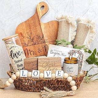 Wedding Gifts for Couples 2026, Gifts for couples,Bride Shower Gifts,Anniversary Engagement Gift,Mr and Mrs Cutting Board Basket Set