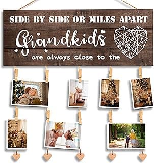 GEMTEND Grandma Gifts Nana Photo Holder, Gifts for Grandmother Present from Granddaughter and Grandson, Clips and Twine for Photo Hanging, Grandkids Photo Frame for The Best Grammy Ever Gift