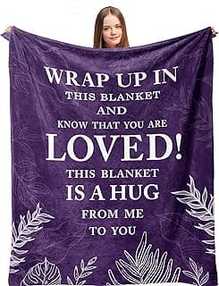 Gifts for Women Christmas, Inspirational Gifts for Woman, Cozy Soft Throw Blankets for Women, Positive/Spiritual Gifts, Purple Gifts for Older Woman, Get Well Gifts, Love Hug Blanket 60”x50”