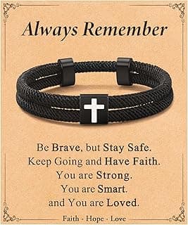 Shonyin Religious Catholic Gifts for Teens Boys Men, Adjustable Faith Cross Bracelet for Males, Confirmation First Communion Easter Gift for Son, Grandson, Nephew, Brother, Bonus Son, Brother-in-law
