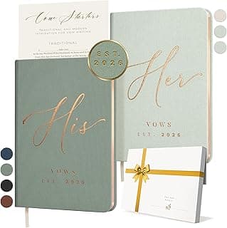 ARTESORI Custom 2026 Vow Books His & Hers - Mint & Sage Linen Wedding Vow Books Ideal as Accessories for Brides & Grooms, His & Hers Gifts - Wedding Registry Must Haves 2026 & Elopement Essentials